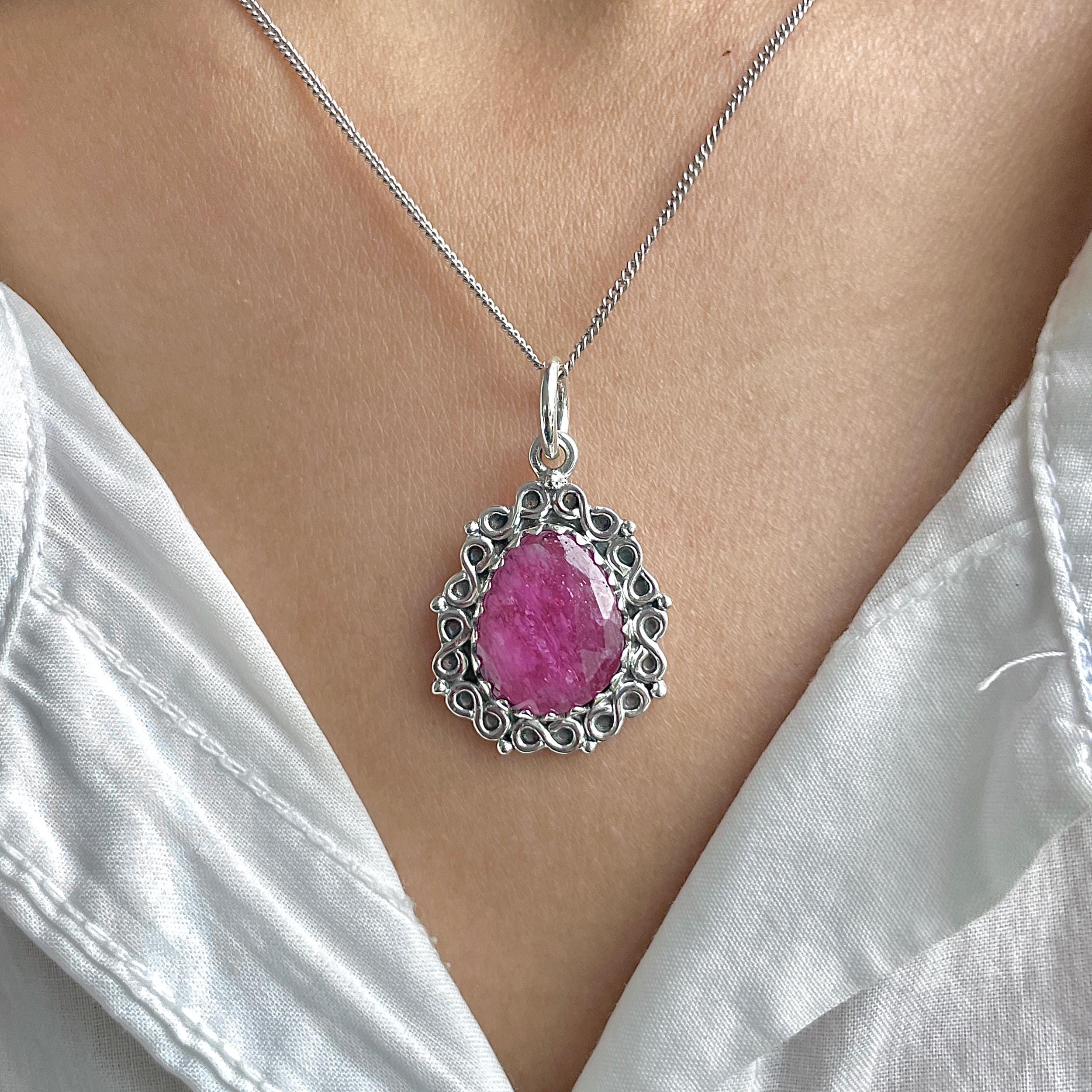 Pink Sapphire Pendant / 925 Sterling Silver / Healing Gemstone / Gifts For Her / Natural Gemstone / Rose Cut / Statement Pendant Psp-p-3.