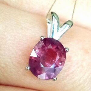 Certified Natural Pink Sapphire Pendant 2.34ct Oval Sterling Silver Certified Natural Pink Sapphire Pendant 2.34ct Oval Sterling Silver