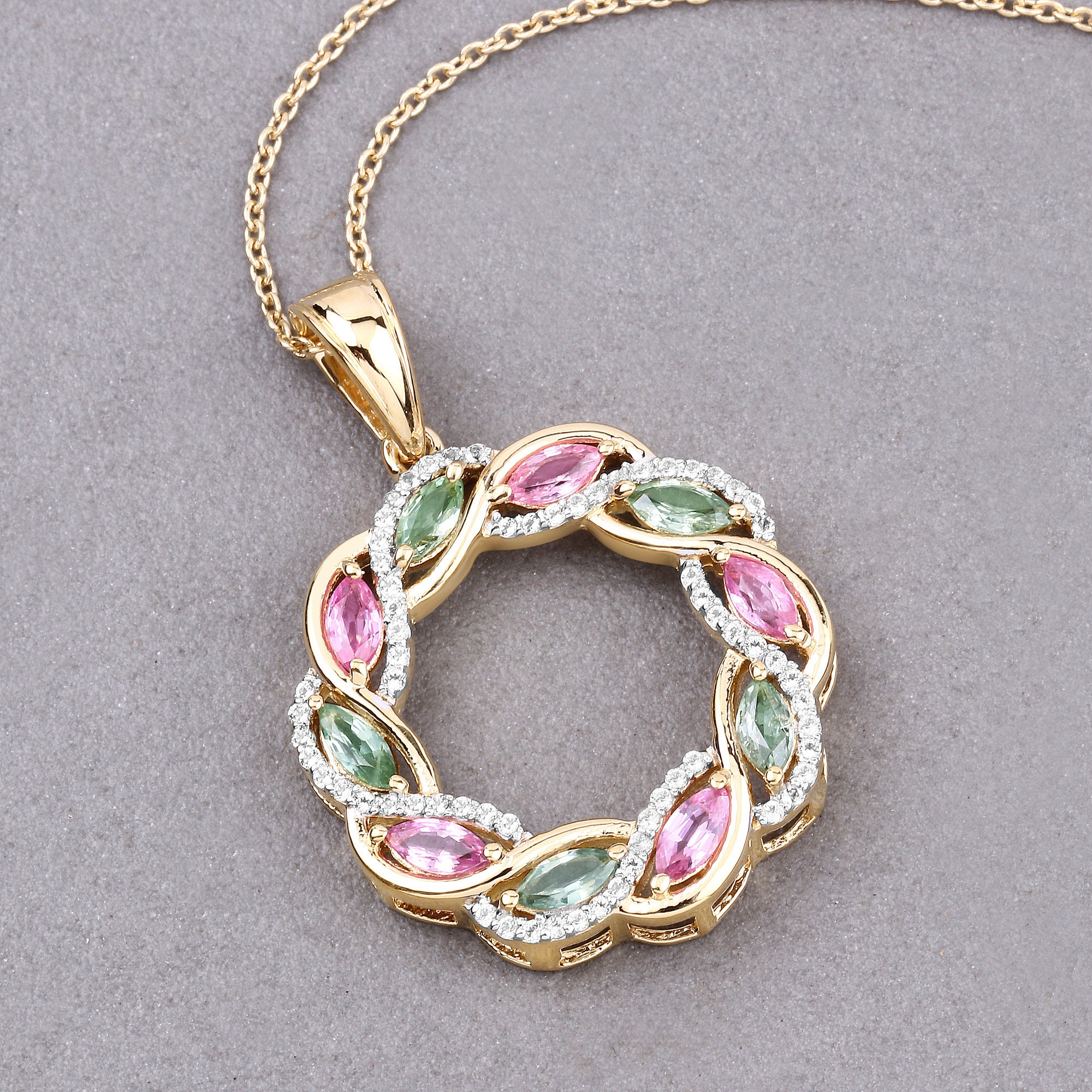 Sapphire Pendant, Green Sapphire Pendant, Pink Sapphire Pendant, Infinity Circle Pendant, Sapphire Wreath Pendant For Women, Gift For Her Sapphire Pendant, Green Sapphire Pendant, Pink Sapphire Pendant, Infinity Circle Pendant, Sapphire Wreath Pendant For Women, Gift For Her