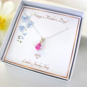 Pink Sapphire Pendant in Sterling Silver - Lab Grown Gemstone - Necklaces for Women Pink Sapphire Pendant in Sterling Silver - Lab Grown Gemstone - Necklaces for Women