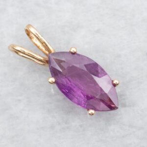 Marquise Pink Sapphire Pendant, 14K Yellow Gold Solitaire Marquise Pink Sapphire Pendant, 14K Yellow Gold Solitaire