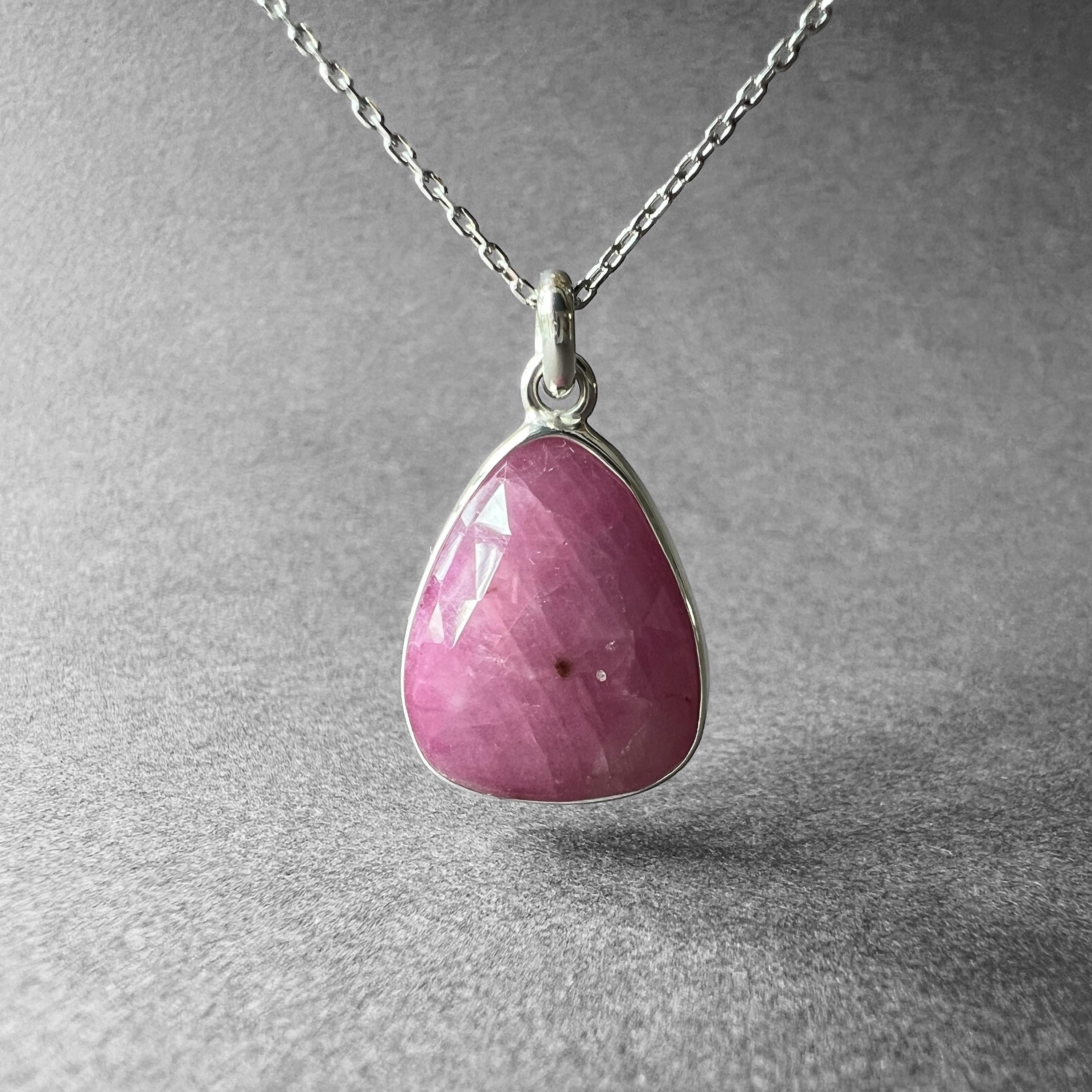 Natural Pink Sapphire Stone Silver Pendant Necklace, Special Shimmering Cut, One-of-a-kind Pieces From Turkuaznaturalstones