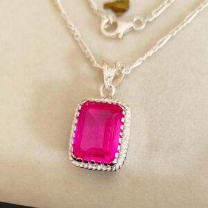 Pink Sapphire Necklace, Pink Sapphire Pendant 925 Sterling Silver Necklace Octagon Emerald Cut Pink Sapphire Pendant Lab Grown Pink Sapphire Pink Sapphire Necklace, Pink Sapphire Pendant 925 Sterling Silver Necklace Octagon Emerald Cut Pink Sapphire Pendant Lab Grown Pink Sapphire