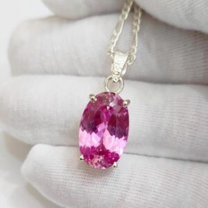 Pink Sapphire Necklace, Pink Sapphire Pendant, 925 Sterling Silver Necklace, Oval Cut Pink Sapphire Necklace, Lab Grown Sapphire Pendant Pink Sapphire Necklace, Pink Sapphire Pendant, 925 Sterling Silver Necklace, Oval Cut Pink Sapphire Necklace, Lab Grown Sapphire Pendant