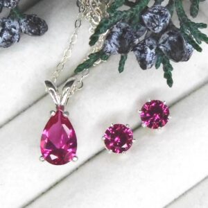 New Pink Sapphire 9x6mm Pendant Or Jewelry Set: Sterling Silver, September Birthstone New Pink Sapphire 9x6mm Pendant Or Jewelry Set: Sterling Silver, September Birthstone