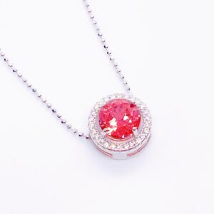 Padparadscha Sapphire Pendant Necklace, Sterling Silver, Pink Sapphire, September Birthstone, Birthday Anniversary Christmas Gift for Wife Padparadscha Sapphire Pendant Necklace, Sterling Silver, Pink Sapphire, September Birthstone, Birthday Anniversary Christmas Gift for Wife
