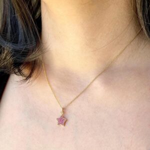 Pink Sapphire Star Necklace, Tiny Hot Pink Star Pendant in Gold, September Birthstone, Fuchsia Layering Minimalist Jewelry, Mom of girl Gift Pink Sapphire Star Necklace, Tiny Hot Pink Star Pendant in Gold, September Birthstone, Fuchsia Layering Minimalist Jewelry, Mom of girl Gift