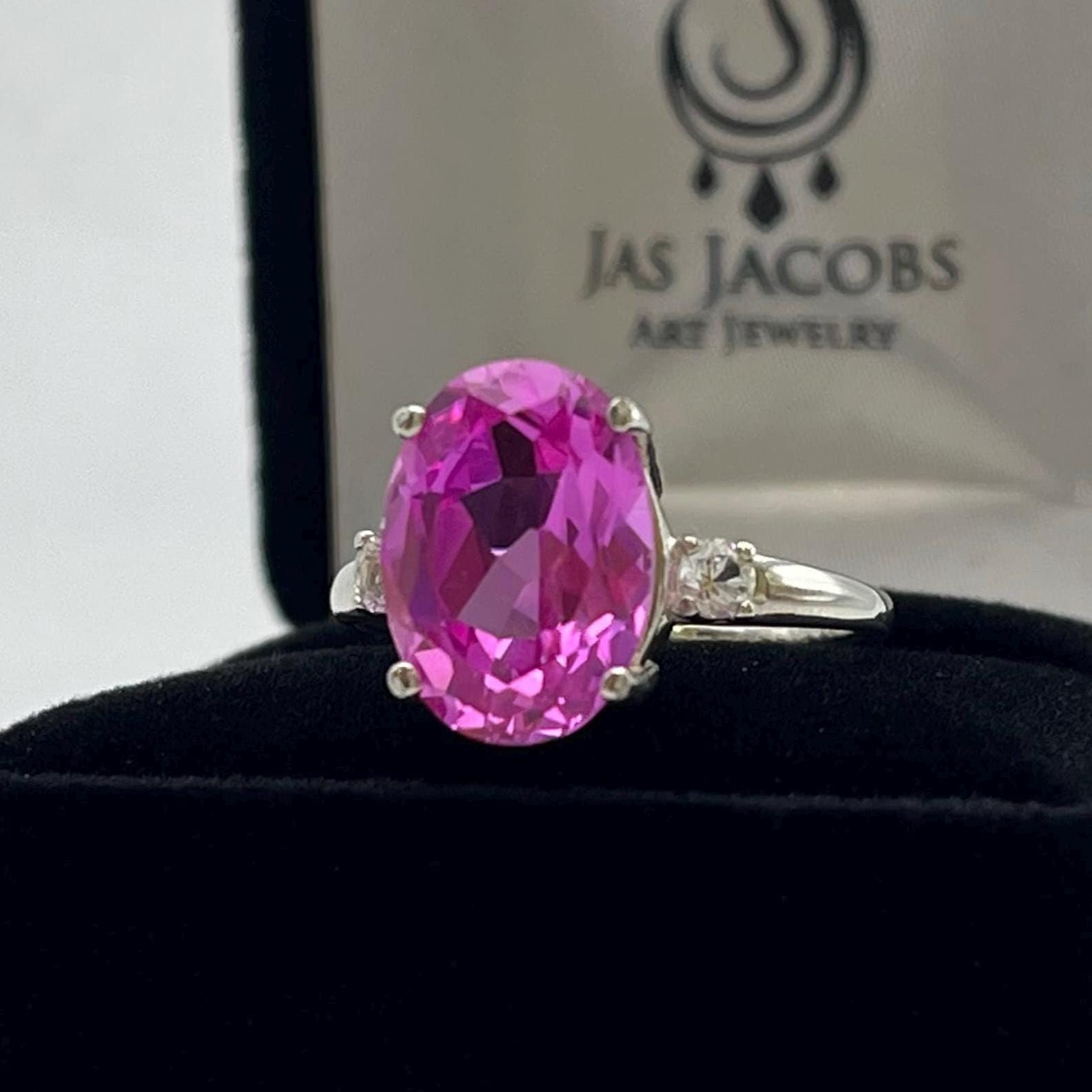 7ct Oval Cut Pink Sapphire Ring Custom Sizing September Birthstone Jewelry Gift