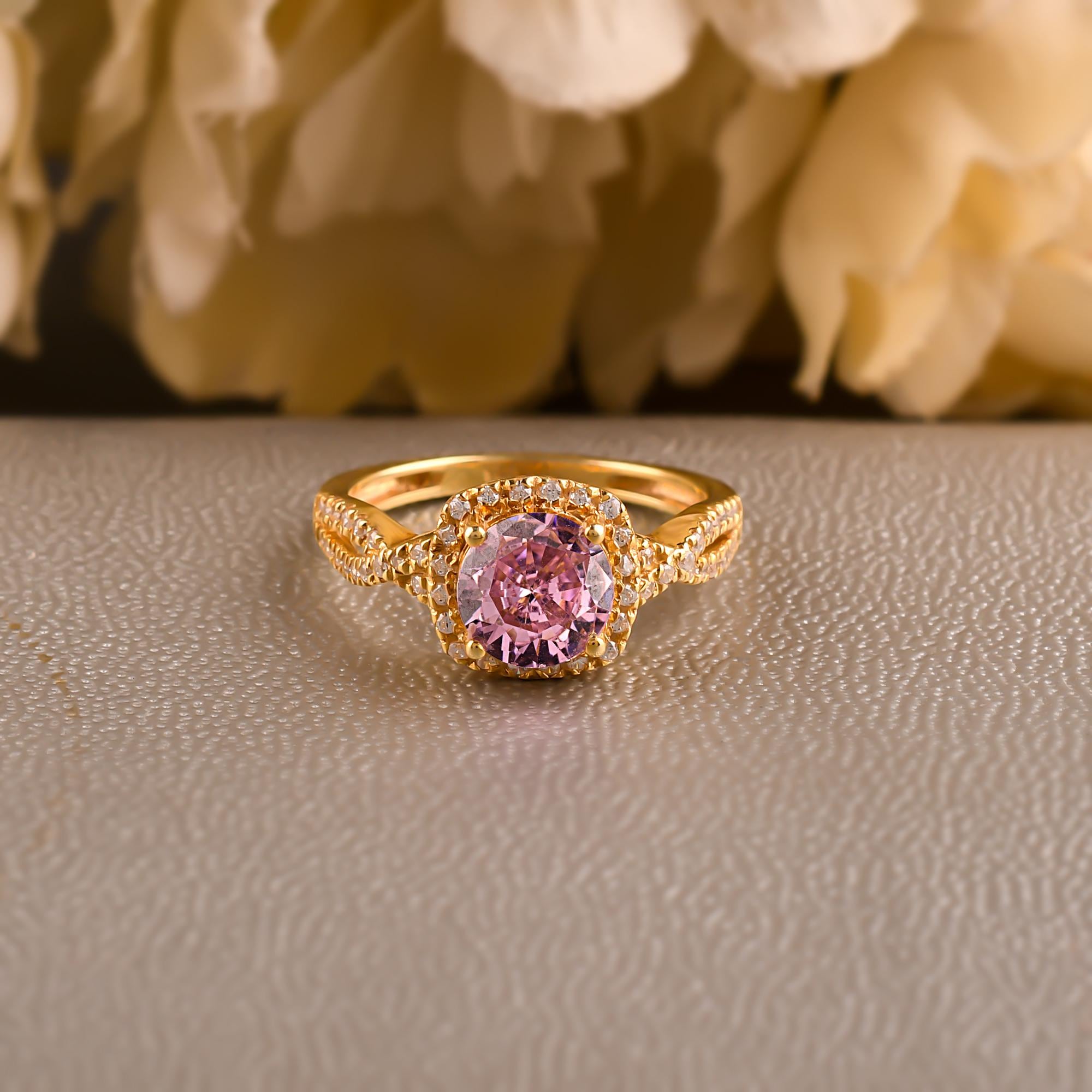 Cushion Pink Sapphire With Diamond Engagement Rings; Birthstone Ring, Bridal Jewelry, Twisted Band Ring