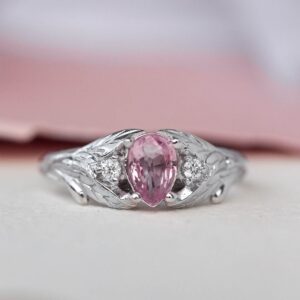 Dreamy Pink Sapphire Engagement Ring With Leaves