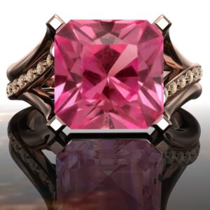 Pink Sapphire Engagement Ring In 14k Rose Gold | Chunky Asscher Cut Ring - Cocktail, Statement, Or Self-love Styling | Us Custom Made “kate”
