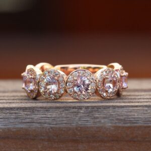 Pink Sapphire Halo Ring Lab Or Organic Diamond Halos Almost Eternity, Lifetime Care Plan Included, Genuine Gems And Diamonds Ls3590