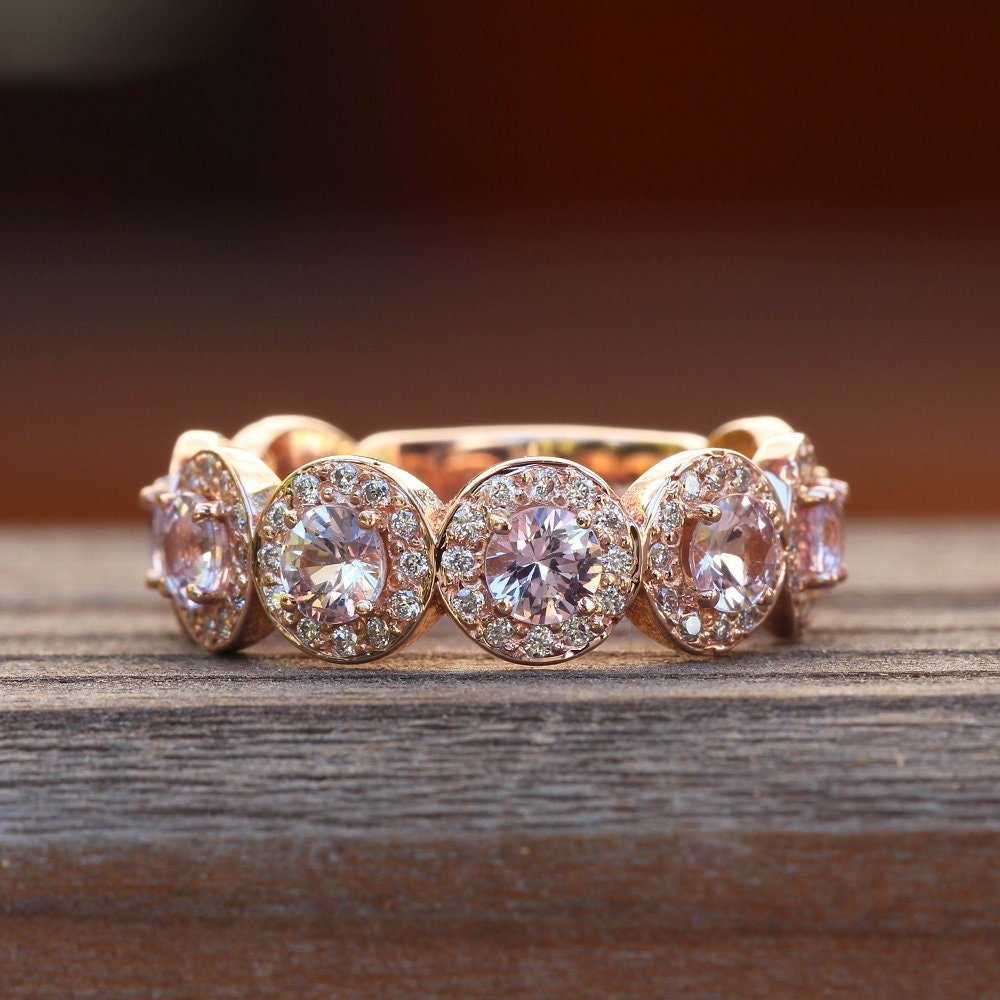 Pink Sapphire Halo Ring Lab Or Organic Diamond Halos Almost Eternity, Lifetime Care Plan Included, Genuine Gems And Diamonds Ls3590 Pink Sapphire Halo Ring Lab Or Organic Diamond Halos Almost Eternity, Lifetime Care Plan Included, Genuine Gems And Diamonds Ls3590