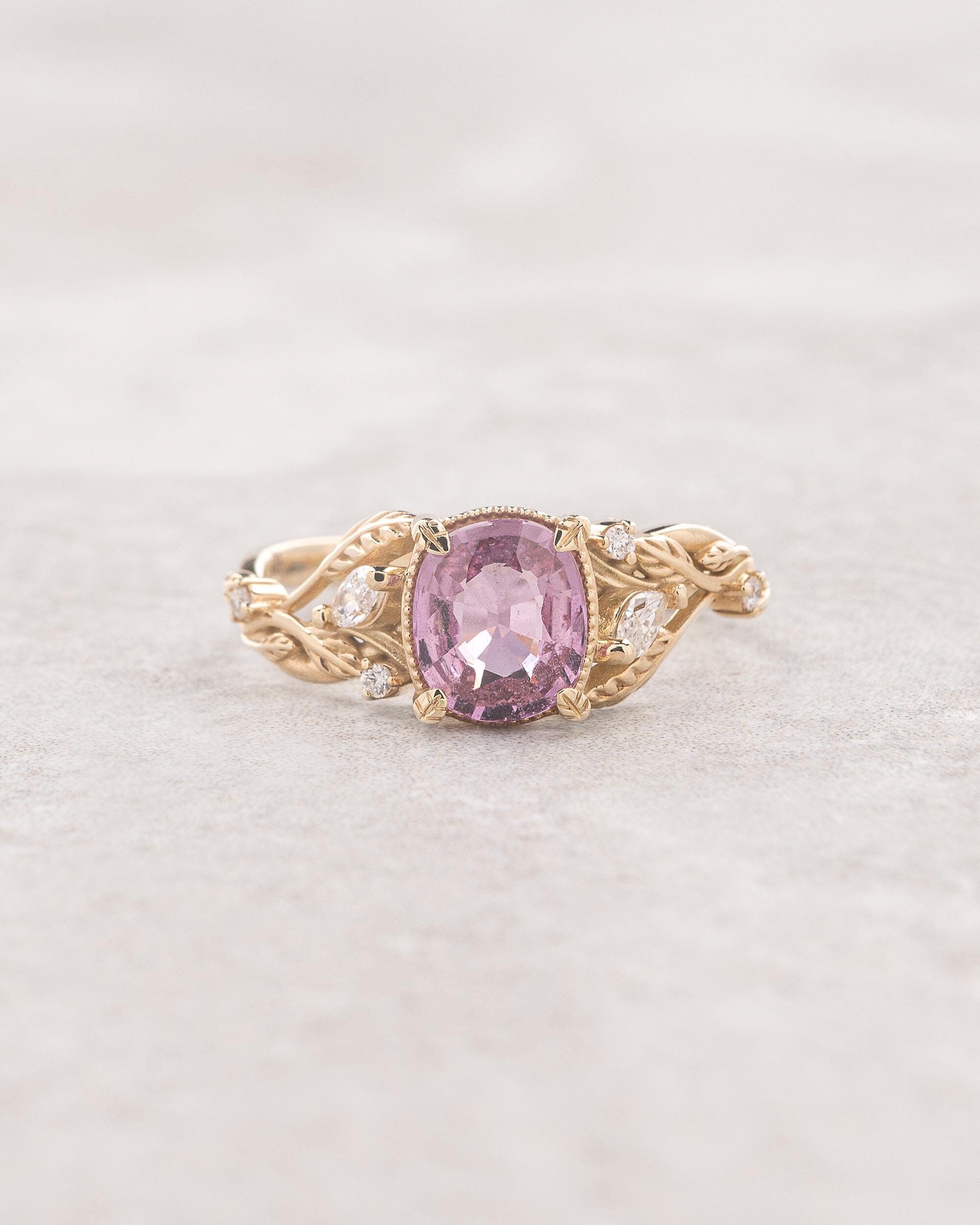 Natural Pink Sapphire Engagement Ring, Dreamy Proposal Ring Natural Pink Sapphire Engagement Ring, Dreamy Proposal Ring