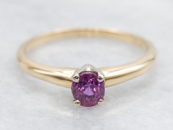 Pink Sapphire Solitaire Ring, 14k Yellow Gold Engagement Ring Pink Sapphire Solitaire Ring, 14k Yellow Gold Engagement Ring
