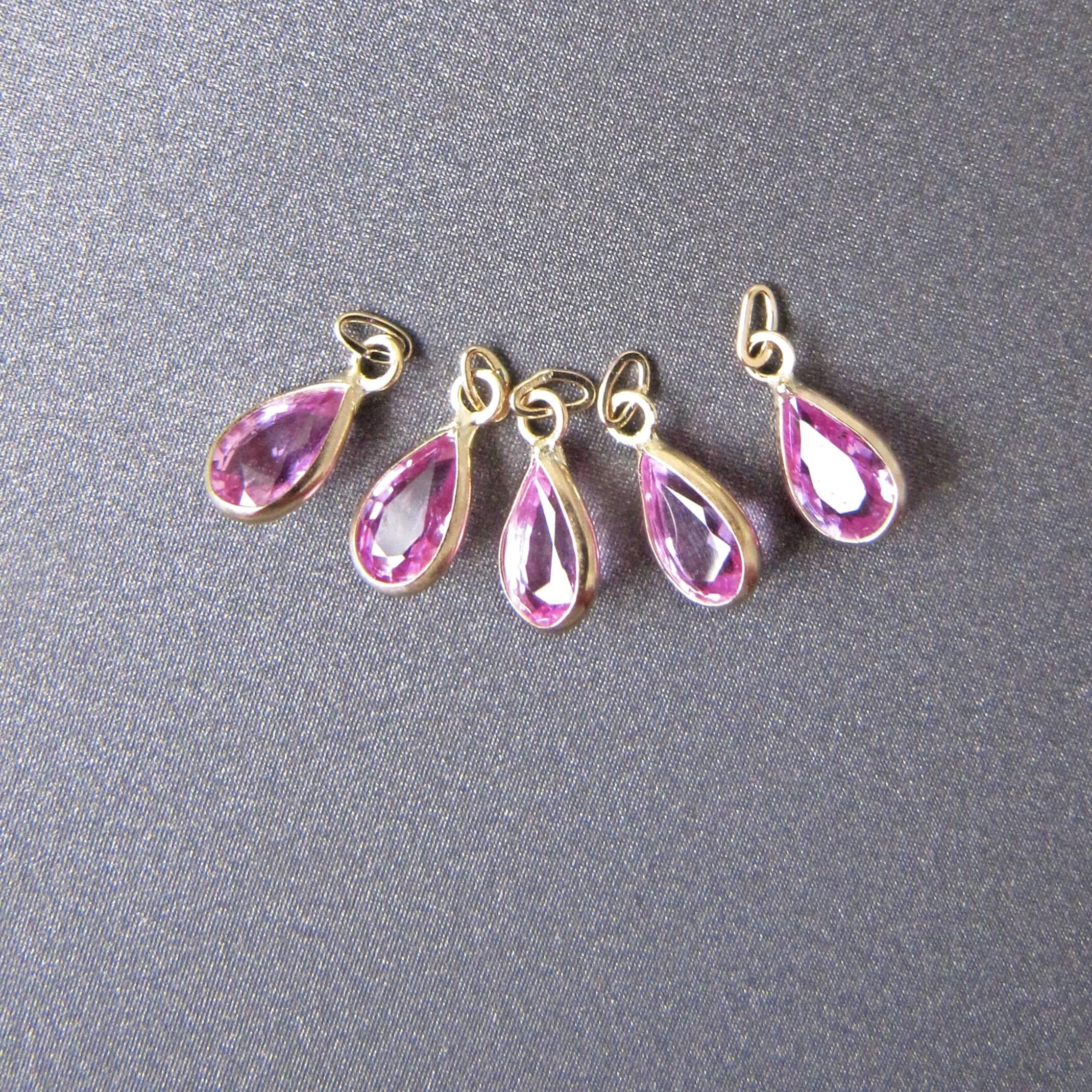 Pink Sapphire Tear Drop 14k Gold Charm • 5x3.25mm • Tiny 1.30x2.30mm Ring With 1x1.75mm Hole • Vibrant Sparkling Pink • Very Pretty Pink Sapphire Tear Drop 14k Gold Charm • 5x3.25mm • Tiny 1.30x2.30mm Ring With 1x1.75mm Hole • Vibrant Sparkling Pink • Very Pretty