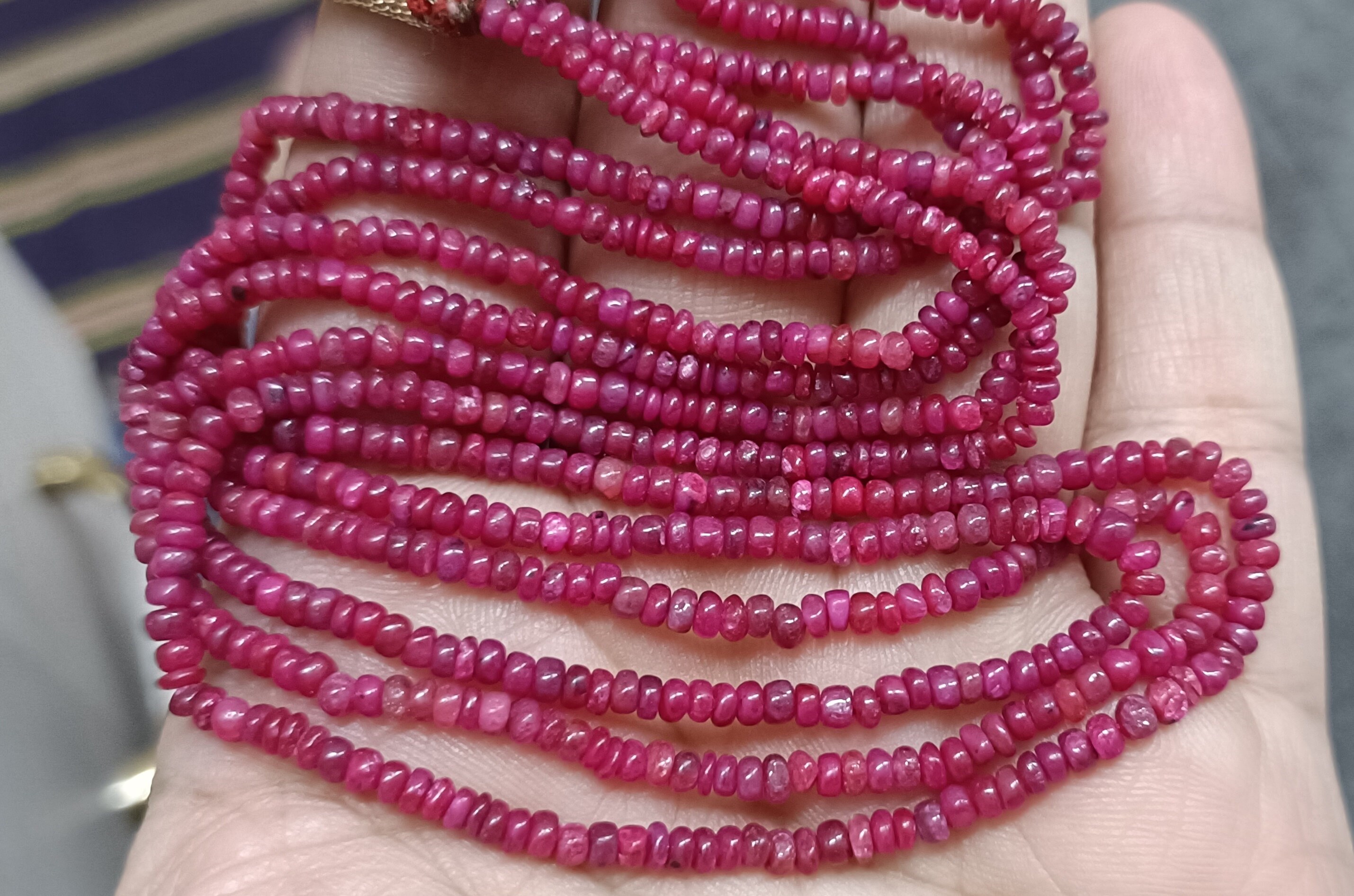 16 Inches Strand, Pink Sapphire Smooth Rondelles,size 3-4mm Approx