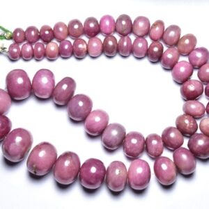 621 Cts, BIG Pink Sapphire Rondelle Bead - 18 inches - Natural Smooth Beautiful African Pink Sapphire Rondelles - Size is 7.5 - 15 mm #2775