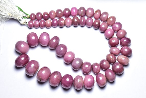 621 Cts, Big Pink Sapphire Rondelle Bead - 18 Inches - Natural Smooth Beautiful African Pink Sapphire Rondelles - Size Is 7.5 - 15 Mm #2775