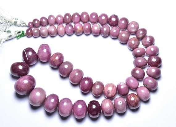 660 Cts, Big Pink Sapphire Rondelle Bead - 18 Inches - Natural Smooth Beautiful African Pink Sapphire Rondelles - Size Is 7 - 15 Mm #2774