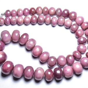 679 Cts, BIG Pink Sapphire Rondelle Bead - 18 inches - Natural Smooth Beautiful African Pink Sapphire Rondelles - Size is 8 - 15 mm #2773