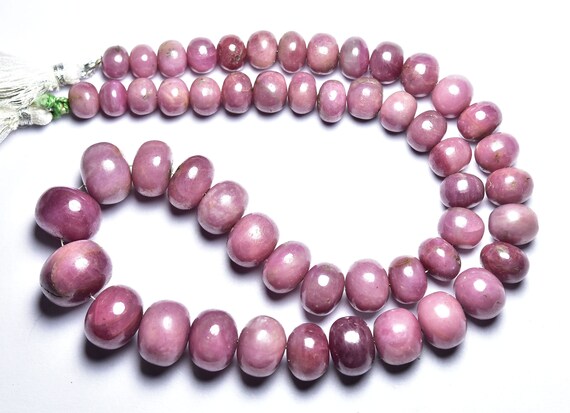 679 Cts, Big Pink Sapphire Rondelle Bead - 18 Inches - Natural Smooth Beautiful African Pink Sapphire Rondelles - Size Is 8 - 15 Mm #2773