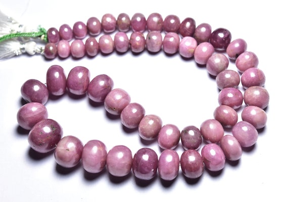 688 Cts, Big Pink Sapphire Rondelle Bead - 18 Inches - Natural Smooth Beautiful African Pink Sapphire Rondelles - Size Is 8 - 15 Mm #2776
