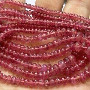 8 Inches Strands,Finist Quality,Natural Pink Sapphire Smooth Rondelles.Size 3.5-6mm