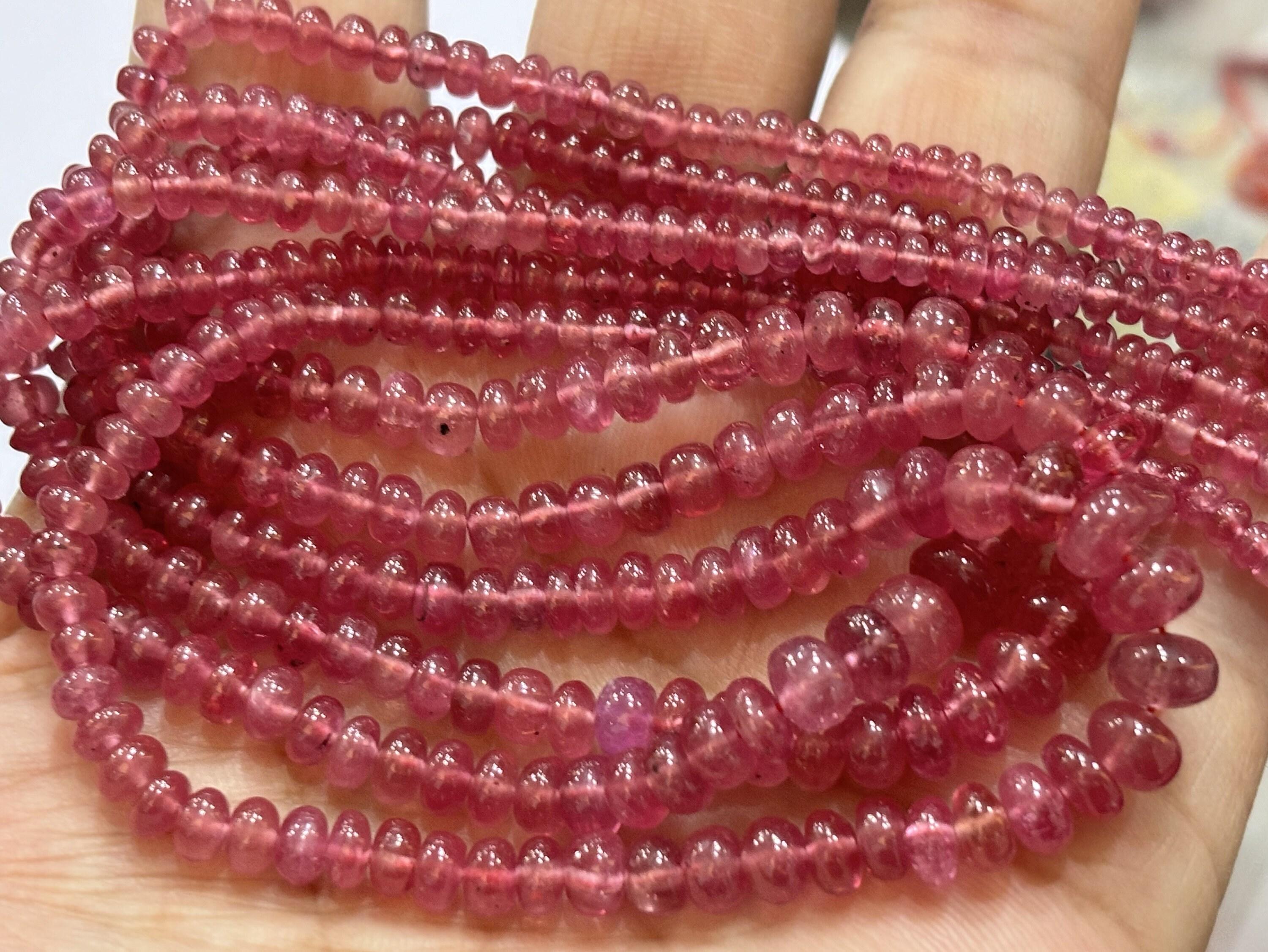 8 Inches Strands,finist Quality,natural Pink Sapphire Smooth Rondelles.size 3.5-6mm 8 Inches Strands,finist Quality,natural Pink Sapphire Smooth Rondelles.size 3.5-6mm