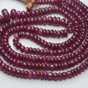 8 Inches Strand,Finist Quality,Natural Pink Sapphire Smooth Rondelles.Size 4-6mm