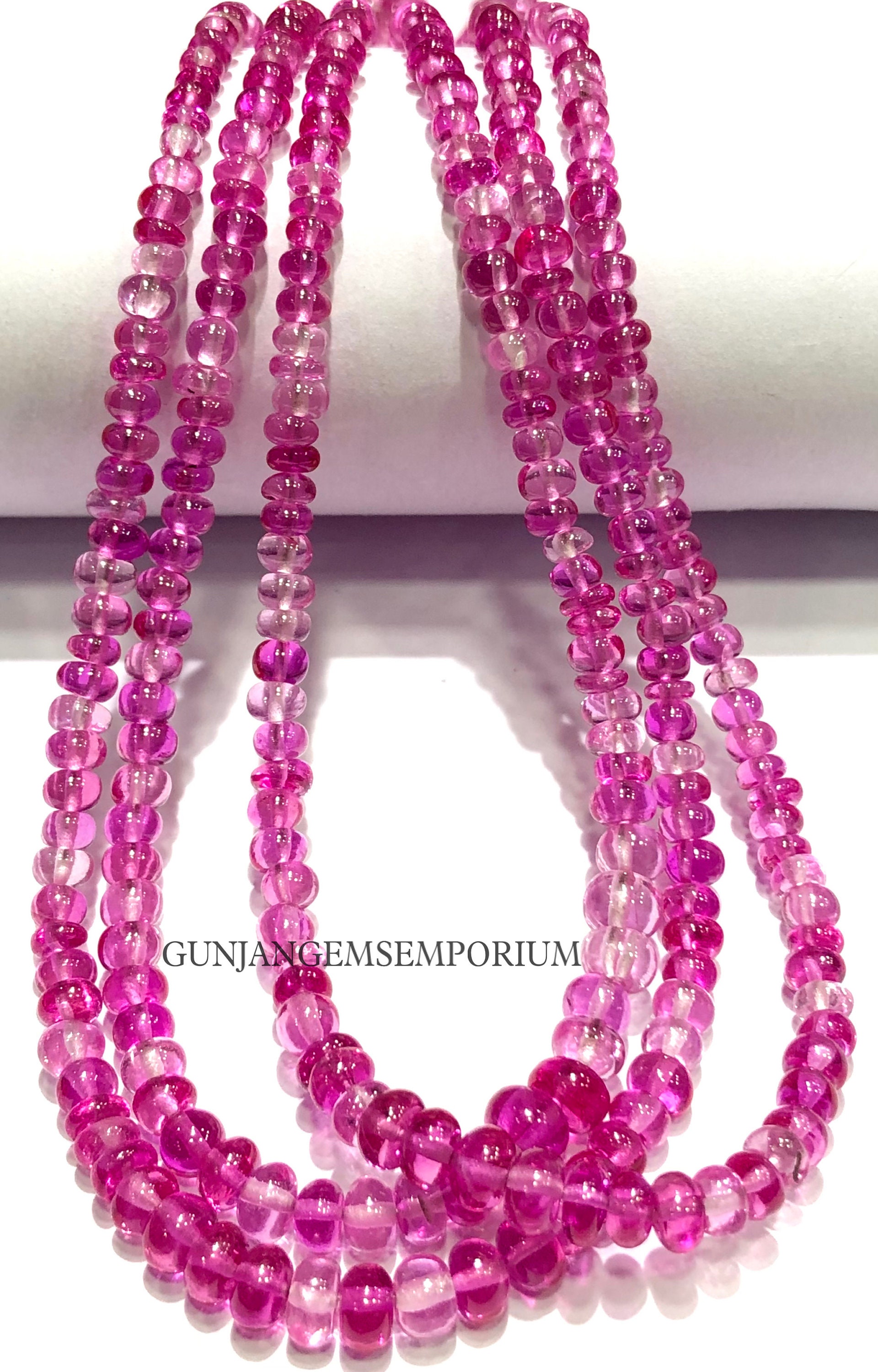 Aaa+ Baby Pink Sapphire Beads Top Quality Sapphire Smooth Rondelle Beads Hand Polished Sapphire Rondelles 4-5mm Pink Sapphire Gemstone Beads