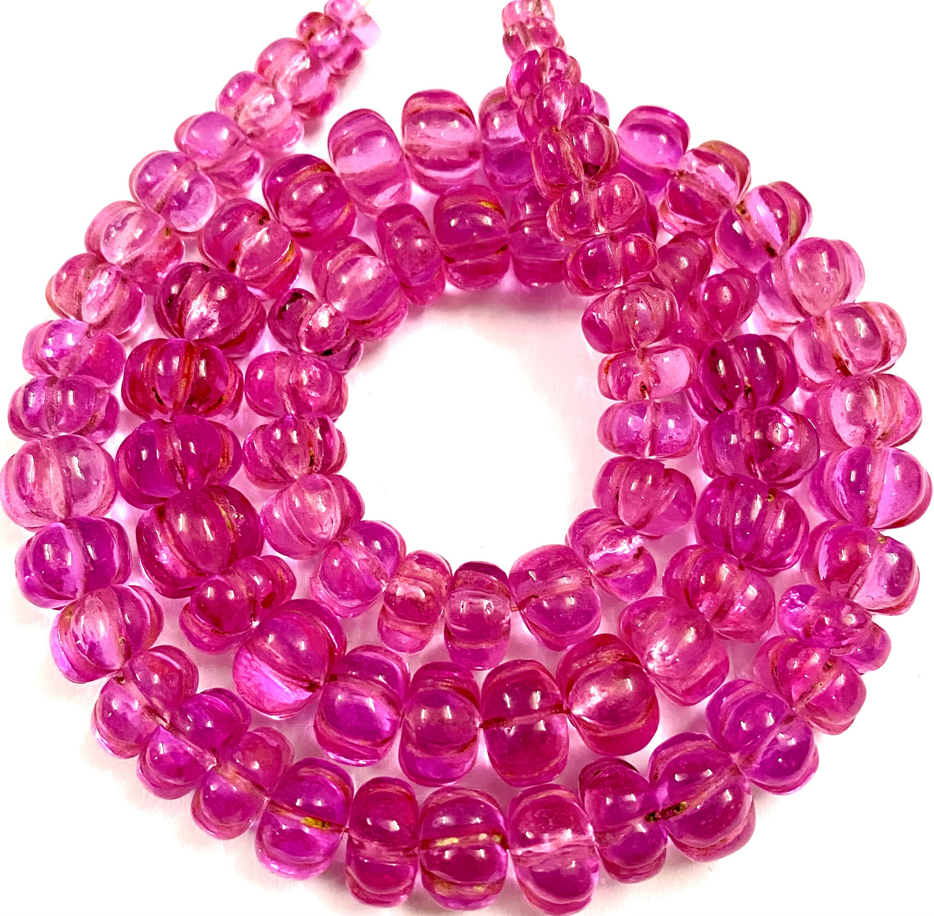 Aaa+ Pink Sapphire Gemstone Beads Pink Sapphire Carved Rondelle Beads 6-11 Mm Carved Melon Beads 18 In. Garduated Pink Sapphire Carved Beads Aaa+ Pink Sapphire Gemstone Beads Pink Sapphire Carved Rondelle Beads 6-11 Mm Carved Melon Beads 18 In. Garduated Pink Sapphire Carved Beads