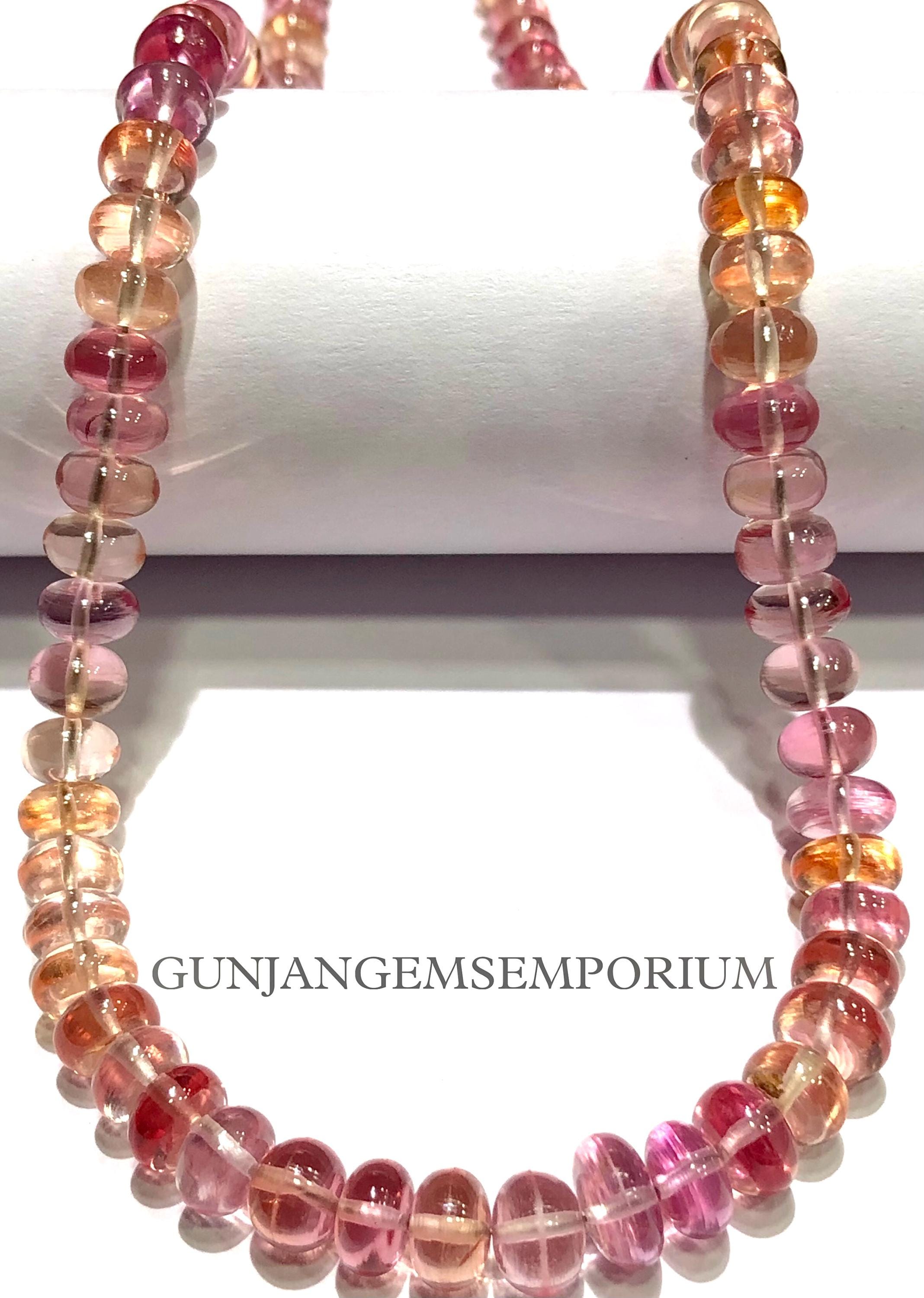 Aaaa++ Peach Pink Sapphire Beads Padparadscha Sapphire Smooth Rondelle Beads Rarest 6/8mm Smooth Sapphire Gemstone Beads 26” Beaded Strand