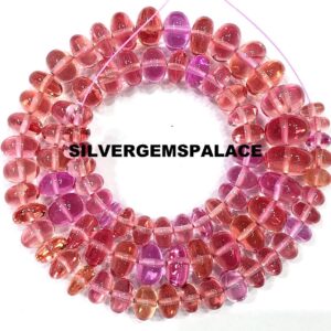 Extremely Beautiful~AAAA+ Padparadscha Sapphire Smooth Rondelle Beads Peachy Pink Sapphire Gemstone Beads 6/10mm Graduated Beads Strand 15”