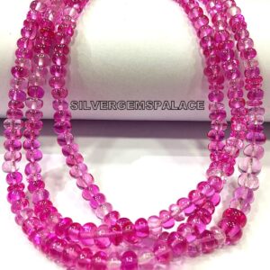 Extremely Beautiful~Rare Pink Sapphire Smooth Rondelle Beads 4-5.MM Polished Rondelle Beads Sapphire Gemstone Beads Multi Pink Beads.