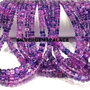 Gorgeous Pink Purple Sapphire Gemstone Beads Smooth Sapphire Rondelle Beads 4/5mm Pink Sapphire Beads Strand Polished Sapphire Stones String
