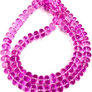 Gorgeous~AAA++ Top Quality Pink Sapphire Gemstone Beads Pink Sapphire Smooth Rondelle Beads 8-10mm Pink Sapphire Beads 18” Sapphire Jewelry
