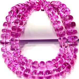 Gorgeous~~AAAA+ Quality~~Baby Pink Sapphire Smooth Rondelle Beads 8-12mm Pink Sapphire Gemstone Beads Graduated Strand Sapphire Smooth Beads