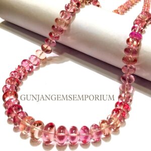 Pinkish Peach Padparadscha Sapphire Beads AAAA+ QUALITY~~Pink Padparadscha Sapphire Smooth Rondelle Beads Juicy Light Pink Sapphire Gemstone