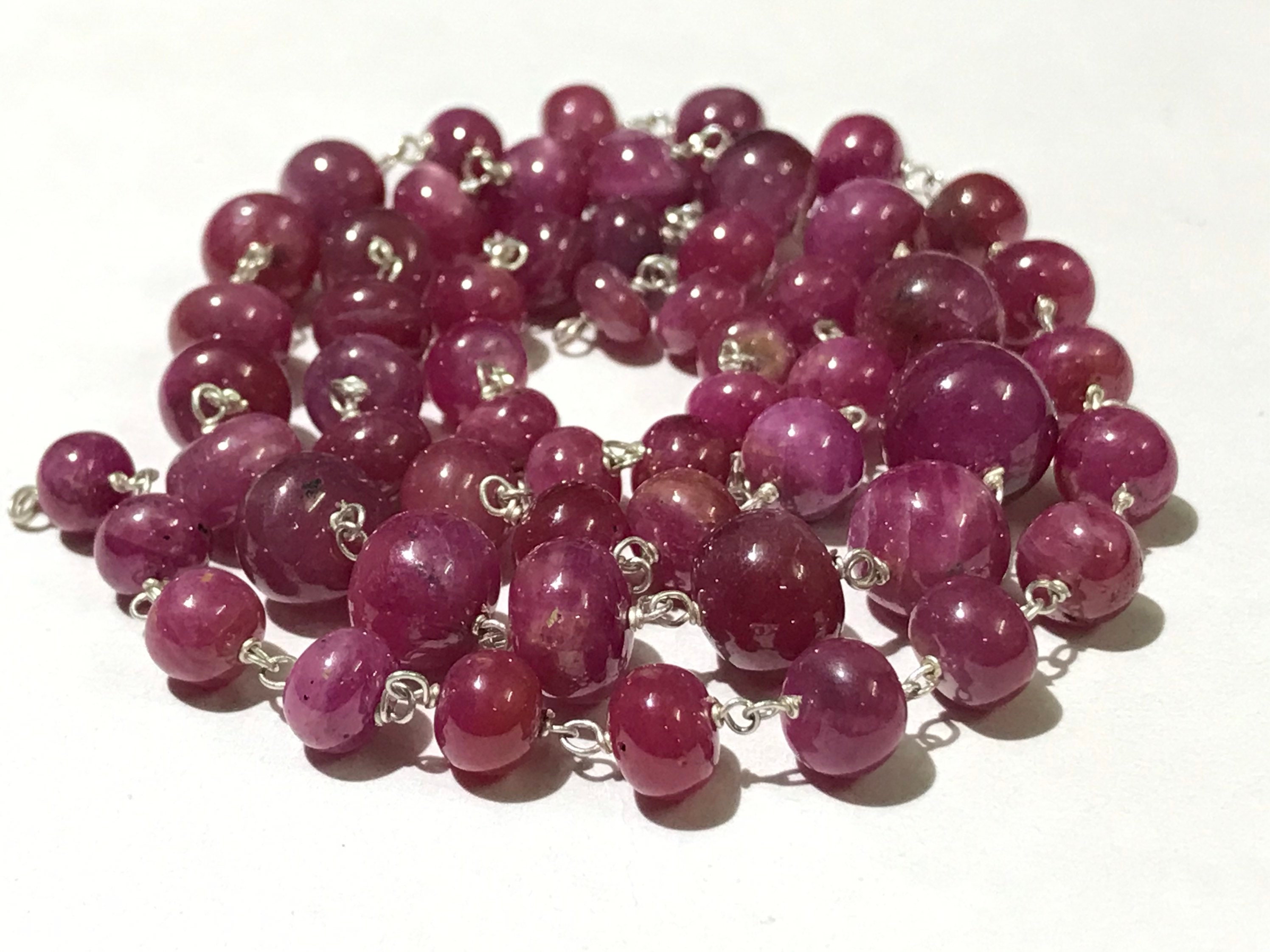 Rosary! Aaa+ Natural Pink Sapphire 6*9-5*6mm W*h Roundel Beads/22” Smooth Pink Sapphire Gemstone Rosary/unique Design Sapphire Rosaries