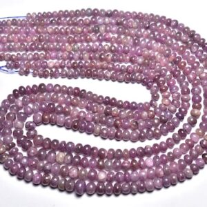 Rustic Pink Sapphire Rondelle Bead Strand - 14 Inches - Beautiful Natural Smooth Rare Pink Sapphire Rondelle - Size Is 3 - 4.5 Mm #367