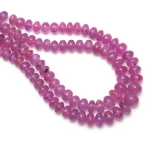 Pink Sapphire Smooth Rondelle Beads, 5.5 mm to 9.5 mm, Pink Sapphire Jewelry Making Beads, 18 Inches Full Strand, Price Per Strand