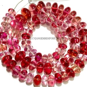 So Colorful Disco Padparadscha Sapphire Beads Aaaa+ 3 Color Pink Sapphire Smooth Rondelle Beads Smooth Sapphire Gemstone Beads 7/11mm Beads