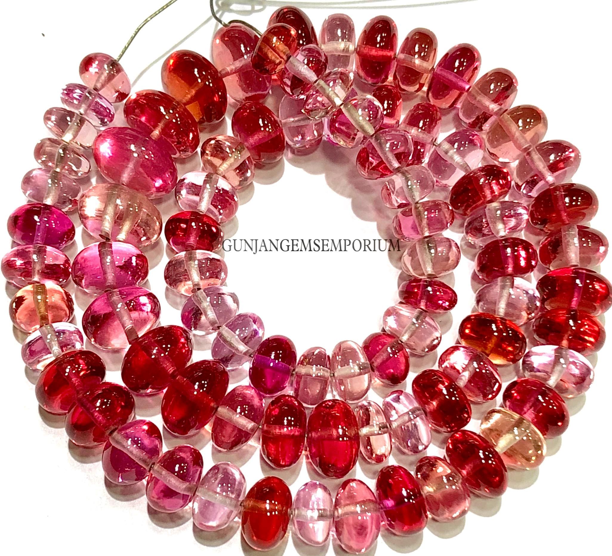 So Colorful Disco Padparadscha Sapphire Beads Aaaa+ 3 Color Pink Sapphire Smooth Rondelle Beads Smooth Sapphire Gemstone Beads 7/11mm Beads