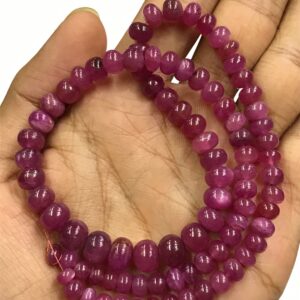 Top Quality Natural Smooth PINK SAPPHIRE Rondelles/6*8mm 18” Smooth Pink Sapphire Gemstone Beads/Pink Sapphire Stone Smooth Rondelle/Genuine