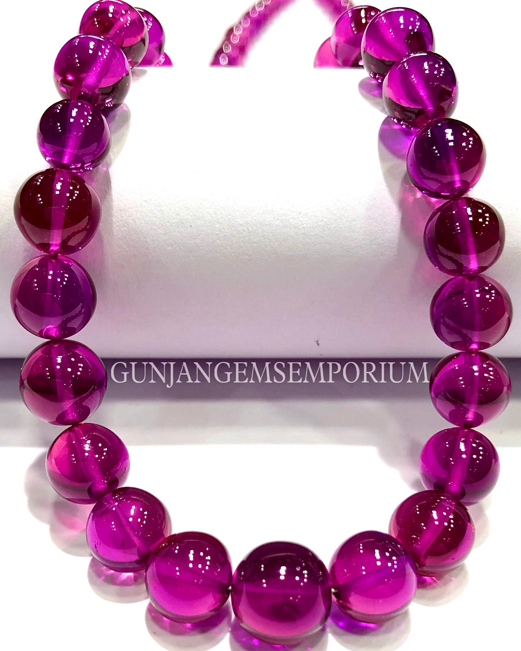 Aaaa+ Colorful~~rubellite Sapphire Beads Pink Sapphire Sphere Beads Rubellite Color Sapphire Smooth Round Beads Hand Polished 20” String