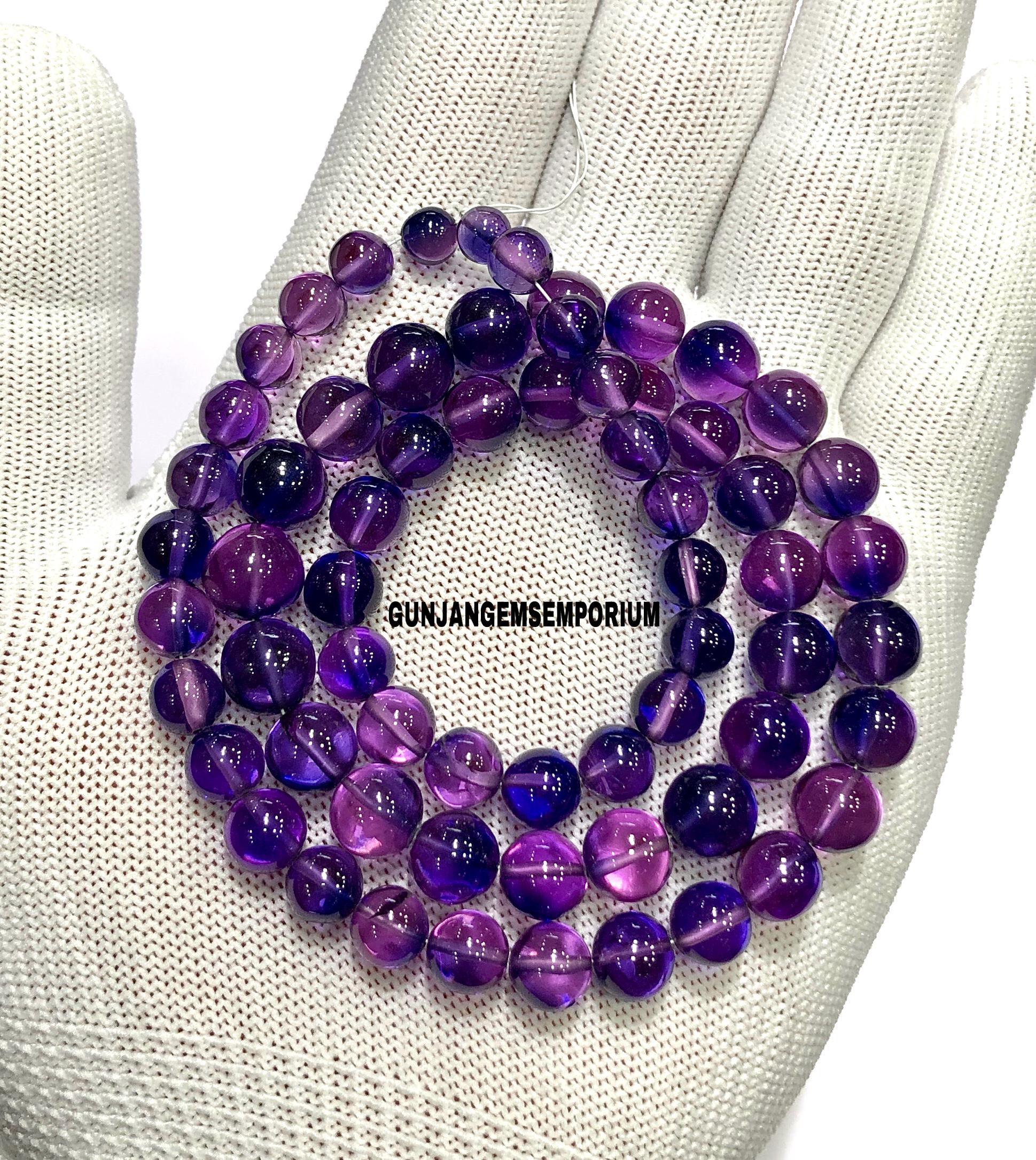 Extremely Rare~~aaaa+ Pinkish Purple Sapphire Gemstone Sphere Beads Colorful Pink Sapphire Smooth Round Beads 18” String Wholesale Beads