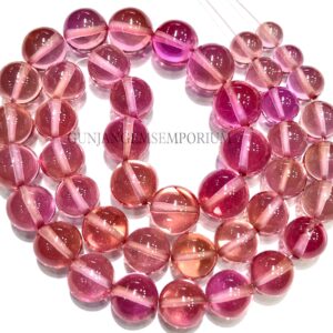 So Beautiful AAA+ Padparadscha Sapphire Beads Peachish Pink Sapphire Smooth Round Beads Colourful Hand Polished Sphere Beads 8/9mm Beads