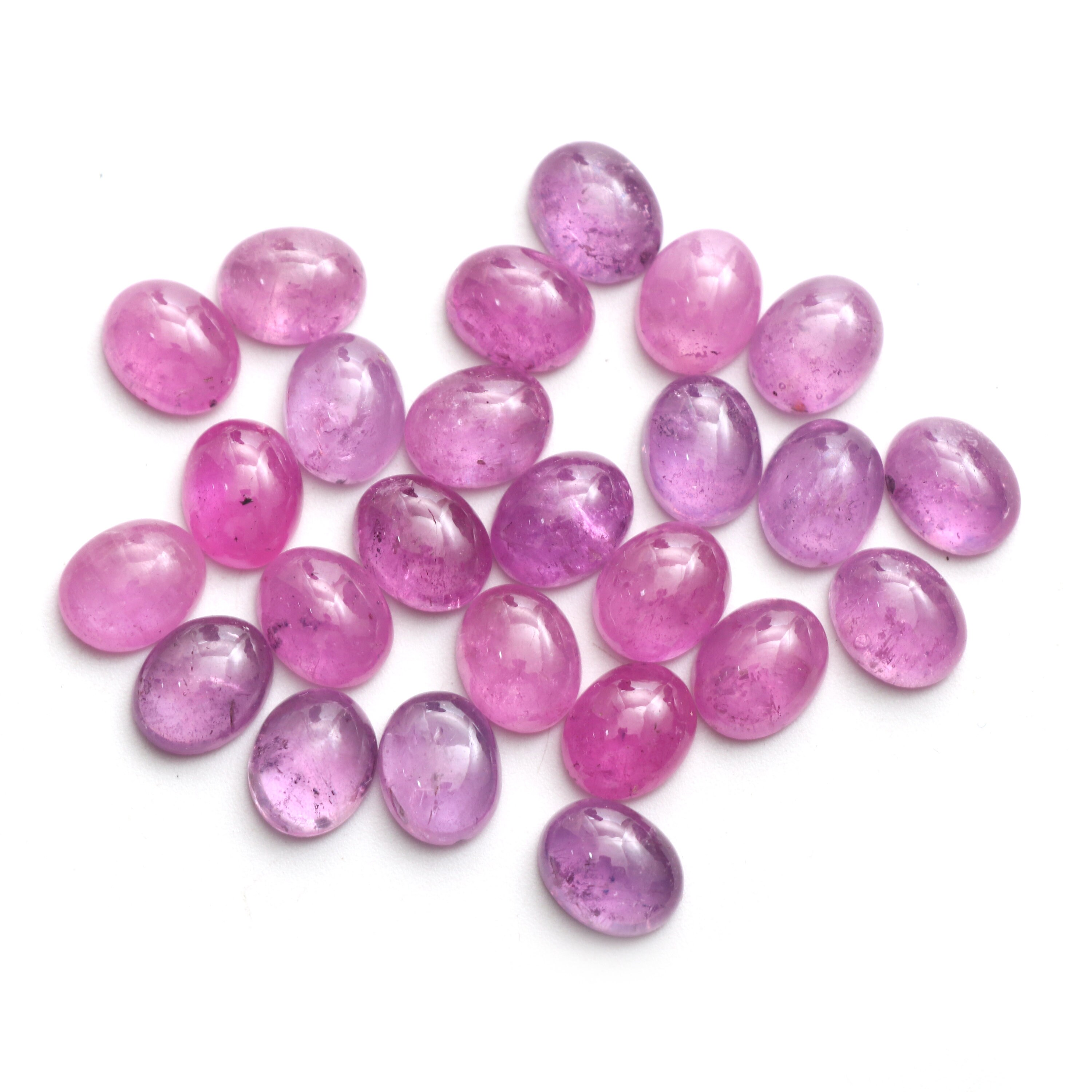 Natural Pink Sapphire Smooth Oval Loose Gemstone, 8x10 Mm, Pink Sapphire Jewelry Handmade Gift For Women, Set Of 25 Pieces