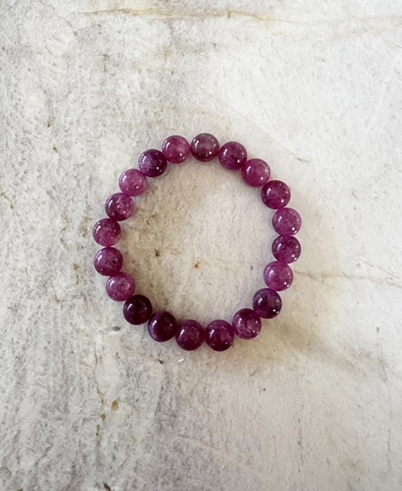 Pink Tourmaline Bracelet - 10mm Deep Pink Stretch Handcrafted Pink Tourmaline Bracelet - 10mm Deep Pink Stretch Handcrafted